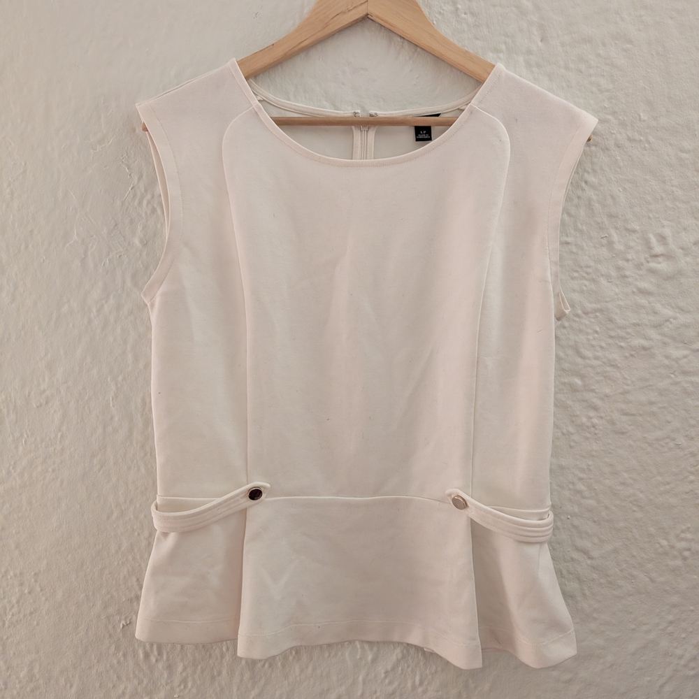 Elegant Ann Taylor Cream Peplum Top